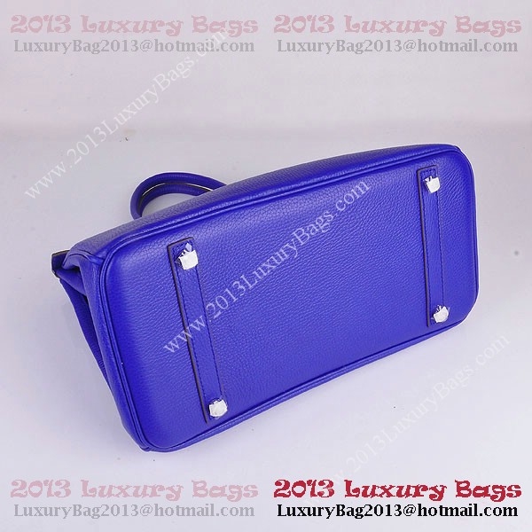 Hermes Birkin 35CM Tote Bag Blue Clemence Leather H6089 Silver