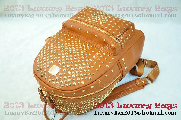 MCM Stark Backpack in Camel Grainy Leather