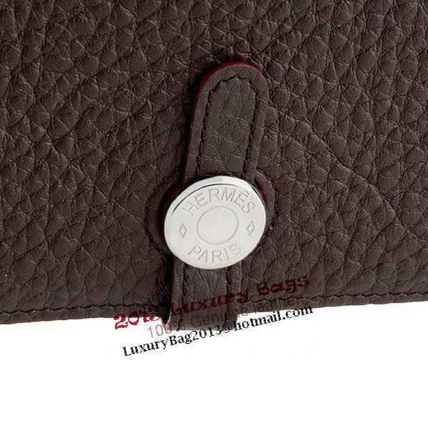 Hermes Dogon Combined Wallet A508 Dark Brown