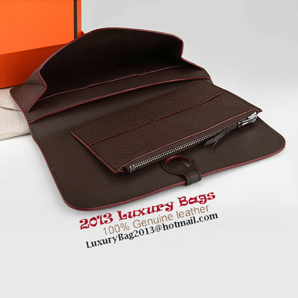 Hermes Dogon Combined Wallet A508 Dark Brown