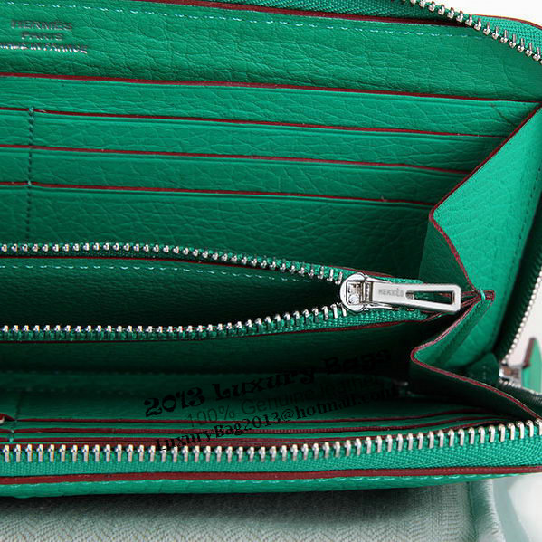 Hermes Zipper Wallet Original Leather A309 Green