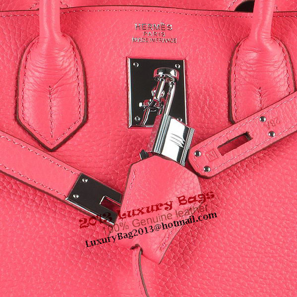Hermes Birkin 30CM Tote Bags Pink Clemence Leather Silver