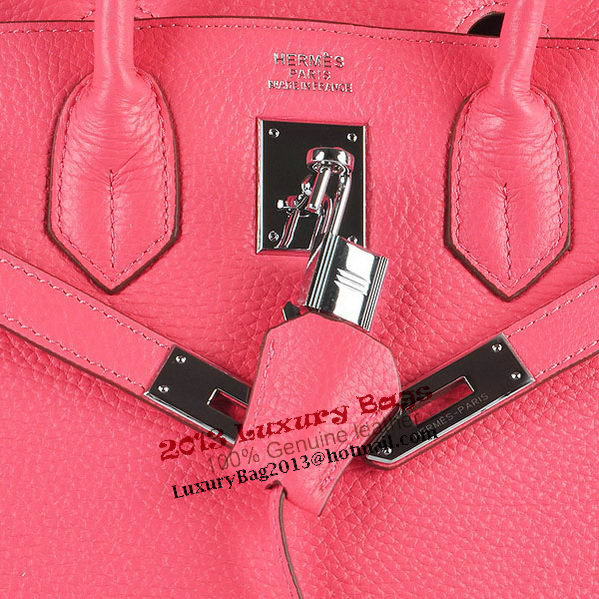 Hermes Birkin 30CM Tote Bags Pink Clemence Leather Silver