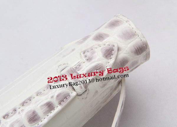 Hermes Kelly Clutch Bag Croco Leather K1002 OffWhite