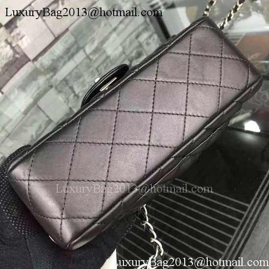 Chanel Classic mini Flap Bag Black Sheepskin Leather A67350 Silver