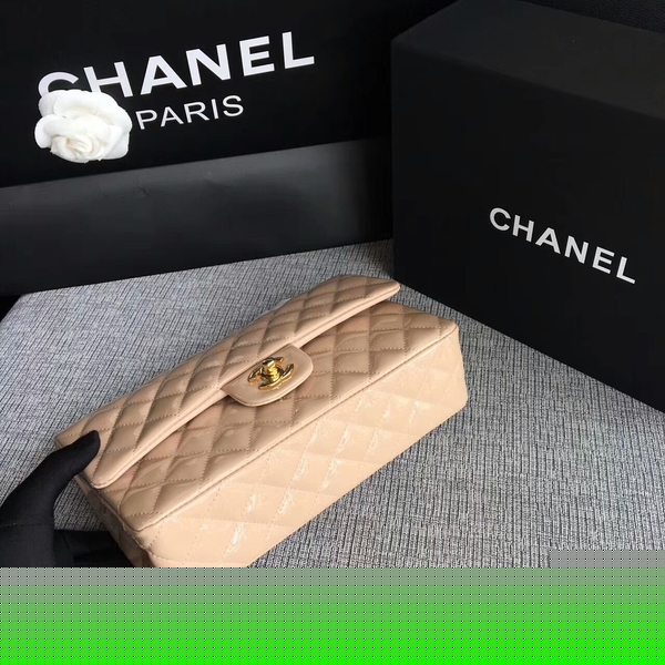 Chanel Flap Shoulder Bags Camel Original Patent Leather CF1112 Gold