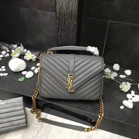 YSL Classic Monogramme Grey Leather Flap Bag Y392737 Gold YSL Classic Monogramme Grey Leather Flap Bag Y392737 Gold