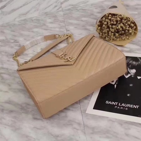 Yves Saint Laurent MONOGRAMME Calfskin Leather Shoulder Bag 26588 Apricot