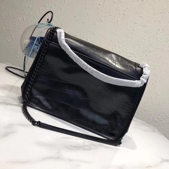 SAINT LAURENT Medium Niki Chain Bag Cabas crocodile-embossed leather 498894 Black