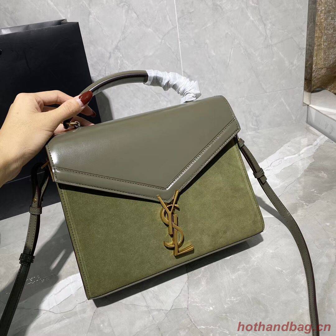 CASSANDRA MEDIUM TOP HANDLE BAG IN SMOOTH LEATHER AND SUEDE Y578001 green CASSANDRA MEDIUM TOP HANDLE BAG IN SMOOTH LEATHER AND SUEDE Y578001 green