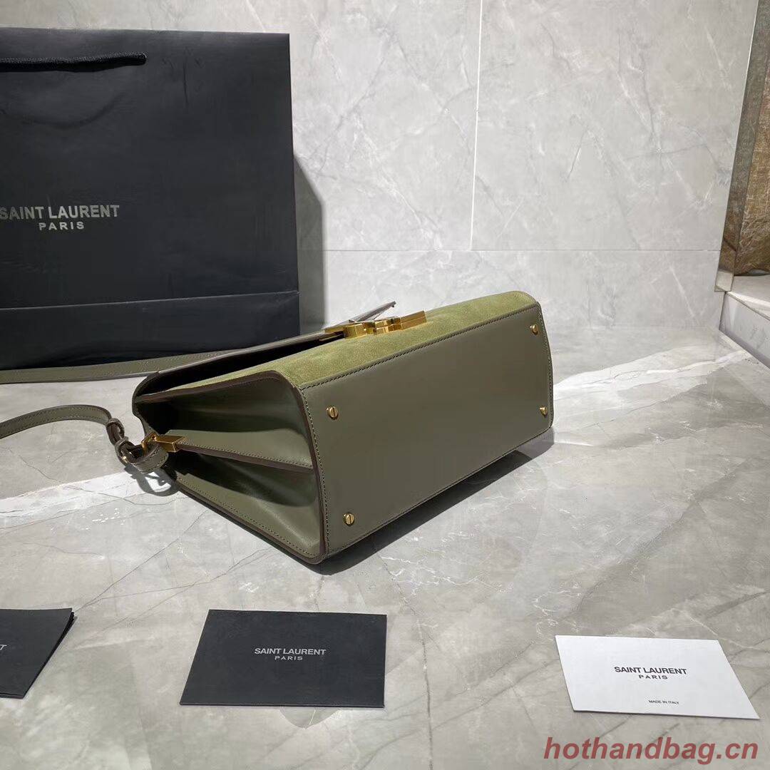 CASSANDRA MEDIUM TOP HANDLE BAG IN SMOOTH LEATHER AND SUEDE Y578001 green CASSANDRA MEDIUM TOP HANDLE BAG IN SMOOTH LEATHER AND SUEDE Y578001 green