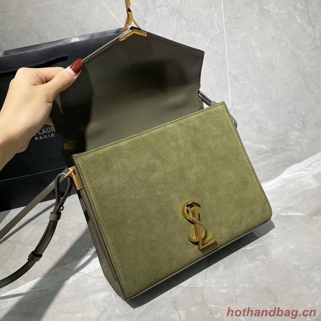 CASSANDRA MEDIUM TOP HANDLE BAG IN SMOOTH LEATHER AND SUEDE Y578001 green CASSANDRA MEDIUM TOP HANDLE BAG IN SMOOTH LEATHER AND SUEDE Y578001 green