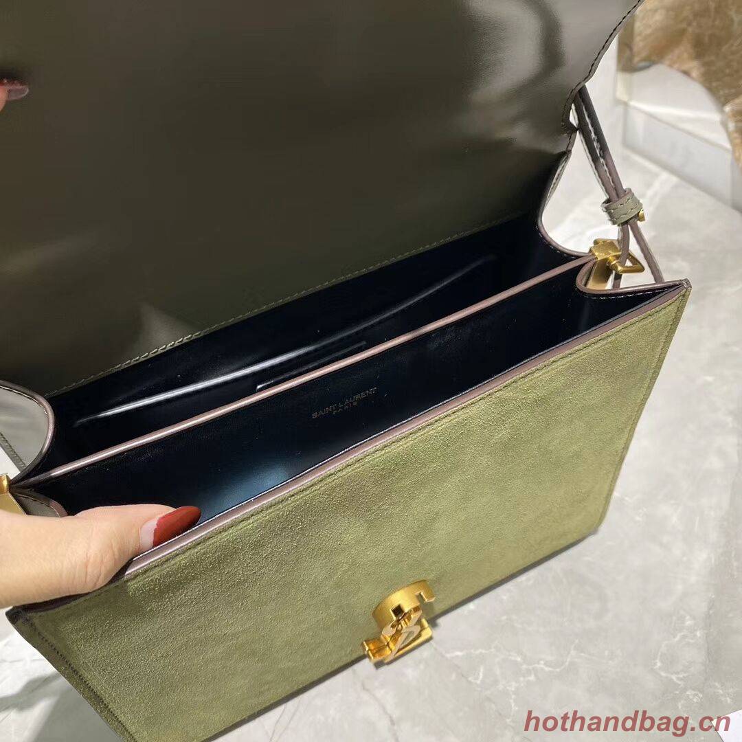 CASSANDRA MEDIUM TOP HANDLE BAG IN SMOOTH LEATHER AND SUEDE Y578001 green CASSANDRA MEDIUM TOP HANDLE BAG IN SMOOTH LEATHER AND SUEDE Y578001 green