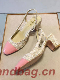 Chanel tweed slingbacks 55mm heel G31318 beige&pink