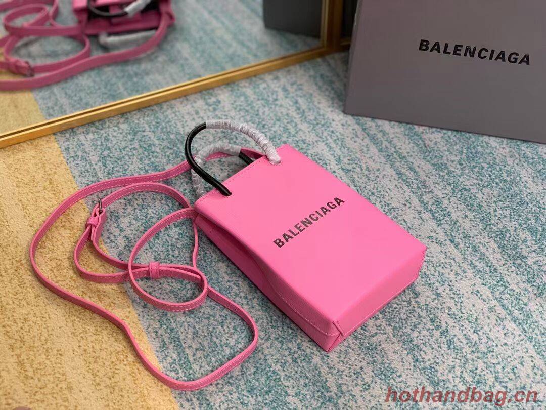 Balenciaga Original Leather Mini Shopper Bag B152865 pink&black
