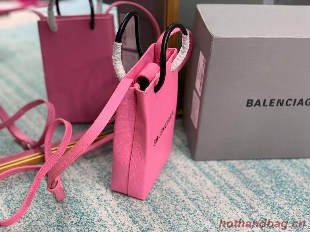 Balenciaga Original Leather Mini Shopper Bag B152865 pink&black