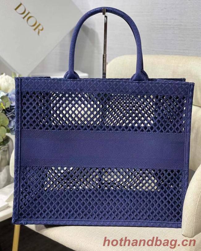 DIOR BOOK TOTE Blue Mesh Embroidery M1286ZW