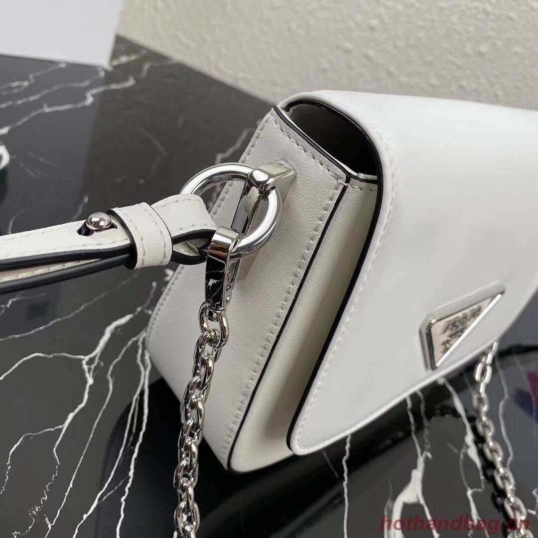 Prada Small brushed leather shoulder bag 1BA263 WHITE