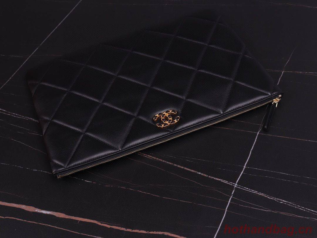 CHANEL 19 Sheepskin Original Leather Carry on bag AP0952 Black