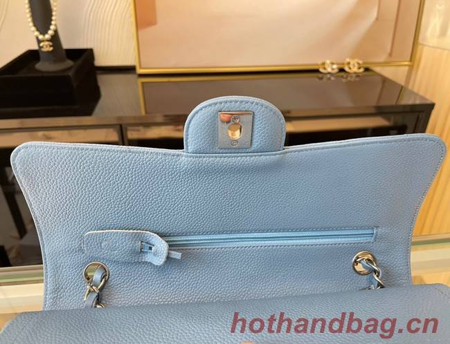 Chanel classic handbag Grained Calfskin&silver Metal 01112 sky blue