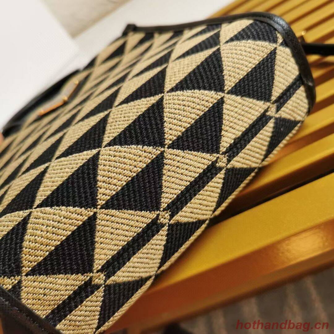 Prada Symbole jacquard fabric micro bag 1BA355 Black&Beige