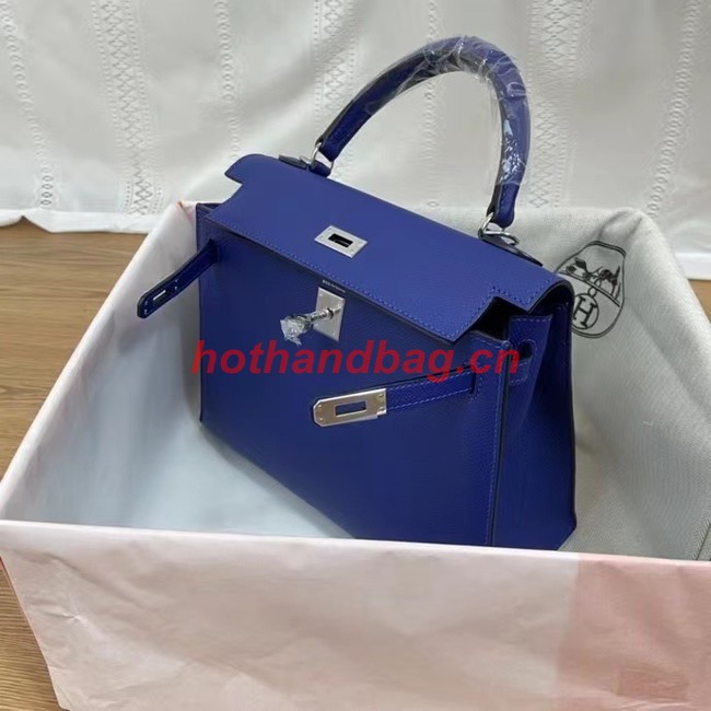 Hermes Kelly 25cm Shoulder Bags Epsom KL2755 Electrooptic blue&silver-Tone Metal