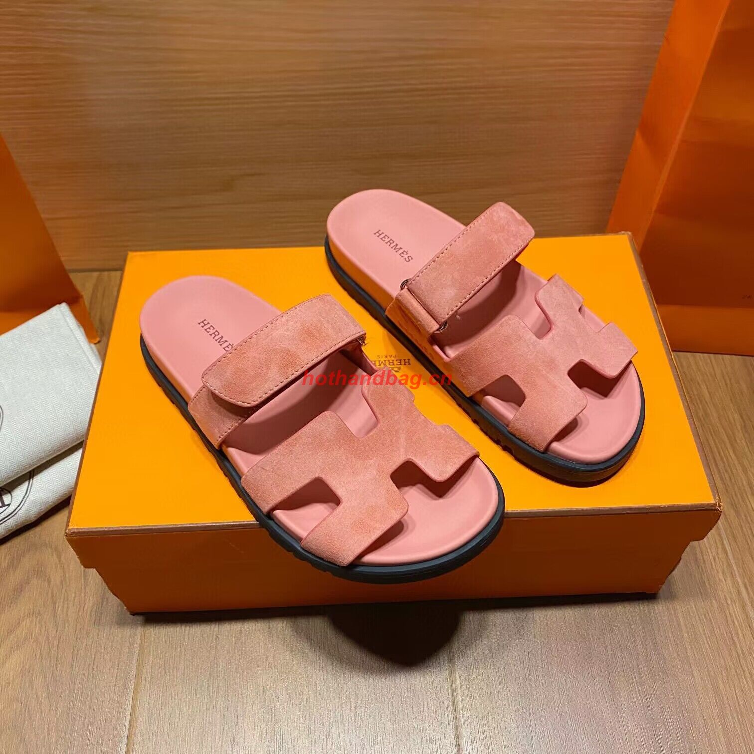 Hermes Shoes 2022 Chypre sandals HM63920 Pink