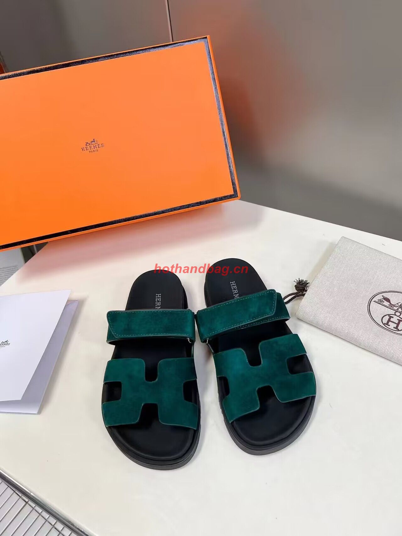 Hermes Shoes 2022 Chypre sandals HM63920 Green