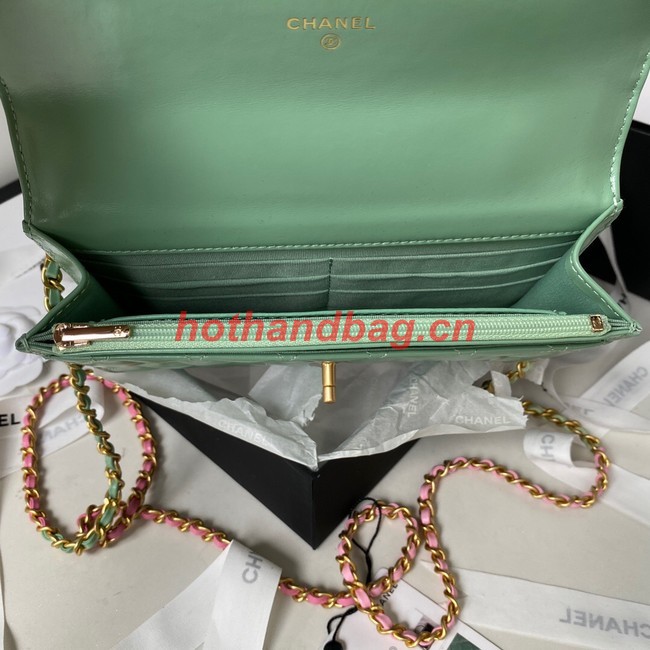 Chanel MINI FLAP BAG CLUTCH WITH CHAIN Gold-Tone Metal AP3240 GREEN