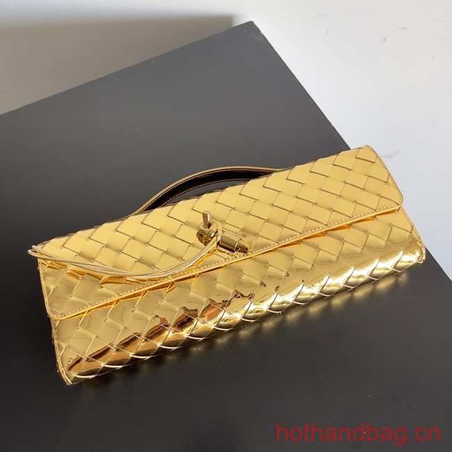 Bottega Veneta Original Patent Leather Long Clutch Andiamo With Handle 741511 gold 