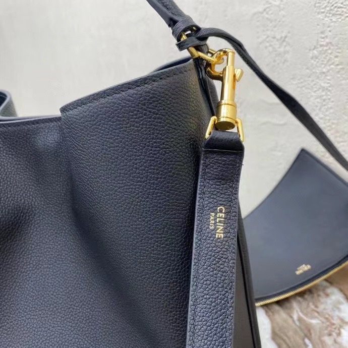 Celine BUCKET 16 BAG IN SUPPLE GRAINED CALFSKIN 195573 black