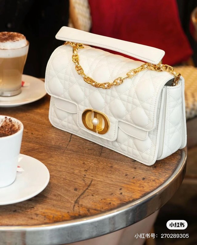 Small Dior Jolie Top Handle Bag Latte Cannage Calfskin M9271U