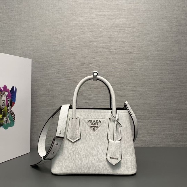 Prada Double leather mini bag 1BG443 white