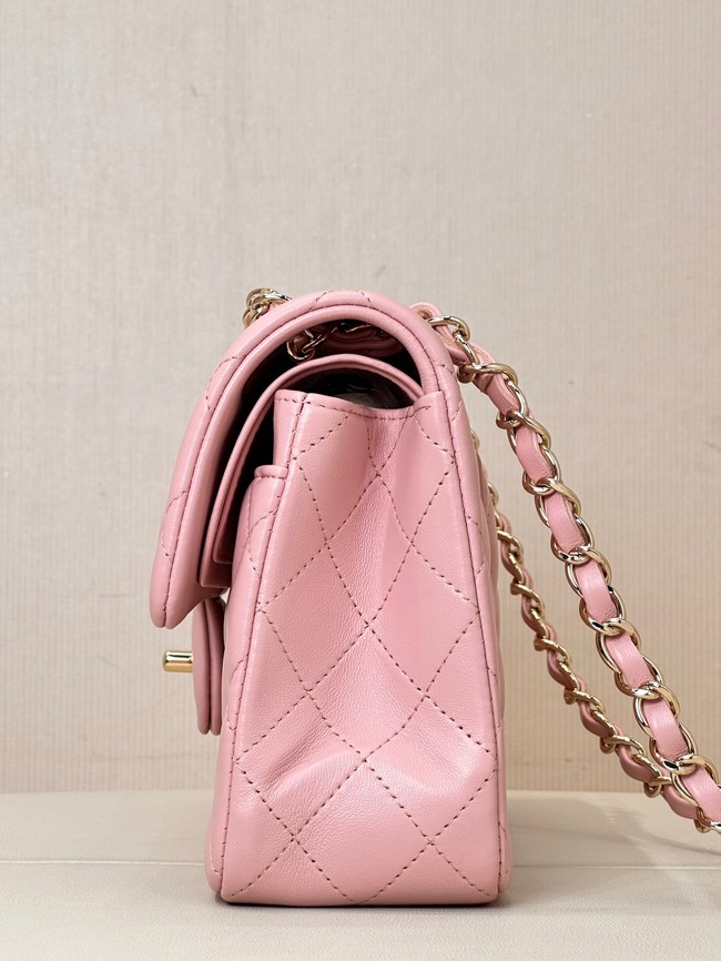 Chanel CLASSIC HANDBAG Lambskin & Gold-Tone Metal A01113 pink