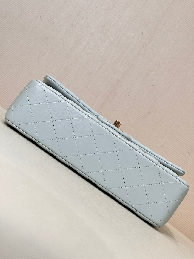 Chanel CLASSIC 11.12 HANDBAG Lambskin & Gold-Tone Metal A01112 light blue