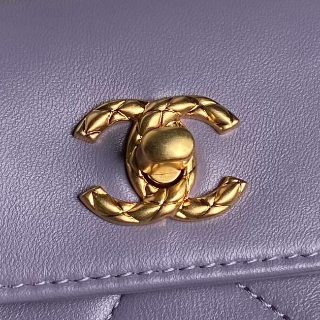 CHANEL CLUTCH Lambskin & Gold-Tone Metal AS5038 Purple