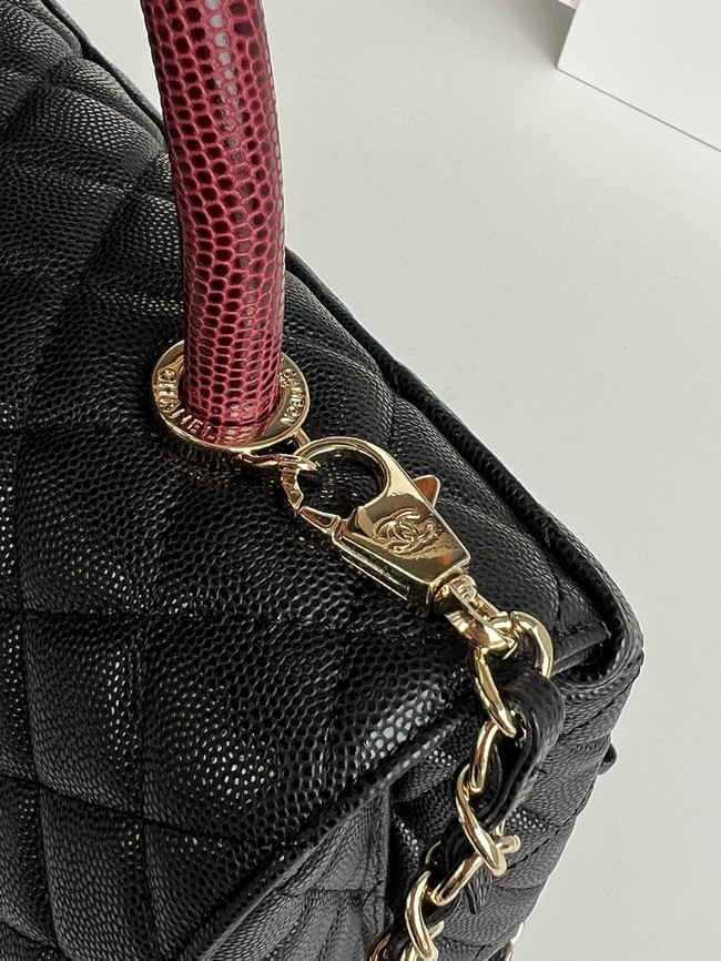 Chanel LARGE FLAP BAG WITH TOP HANDLE A92991 black&red