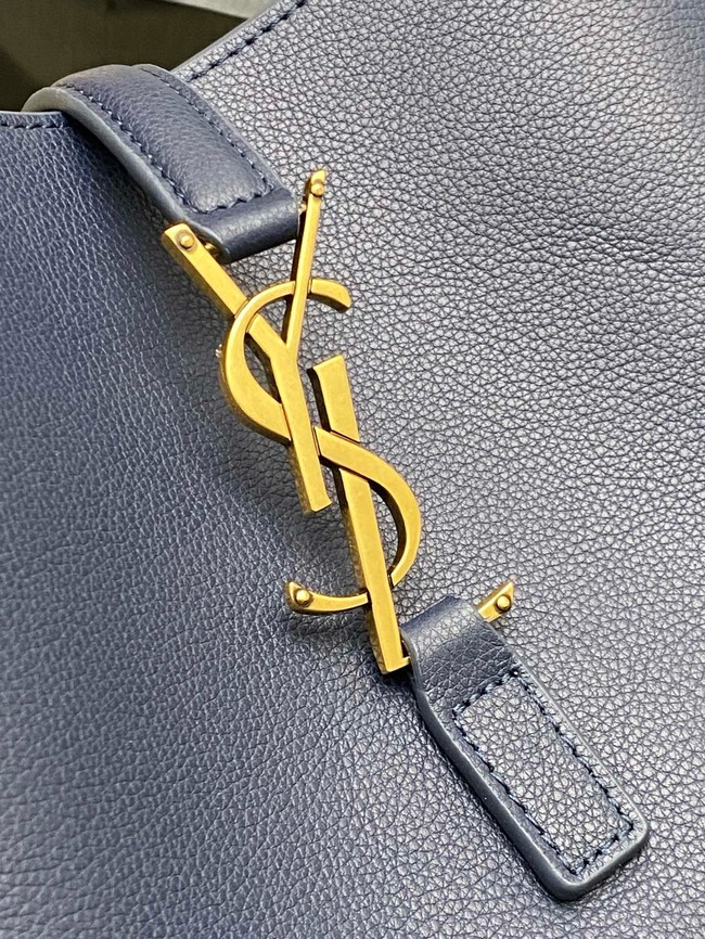 SAINT LAURENT LE 5 A 7 SUPPLE LARGE IN GRAINED LEATHER 753837 BLEU ABYSSE