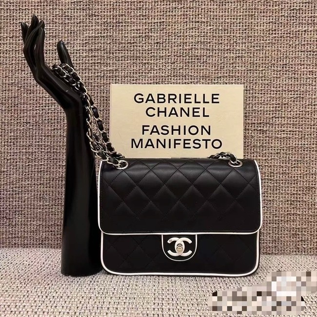 CHANEL MINI FLAP BAG Lambskin AS5151 Black & White