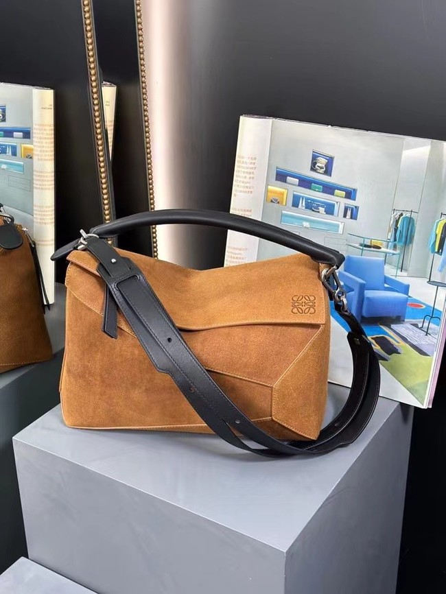 Loewe Large SUEDE Puzzle bag 231095 Tan