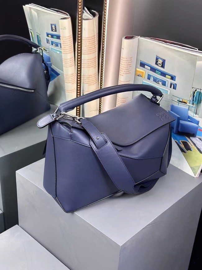 Loewe Large grainy cowhide leather Puzzle bag 242488 dark blue