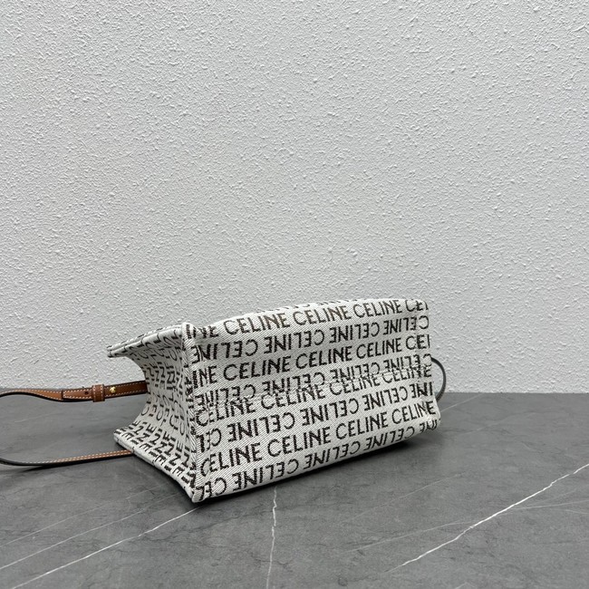 Celine SMALL CABAS THAIS IN TEXTILE WITH TRIOMPHE CANVAS PRINT AND CALFSKIN 199162 WHITE