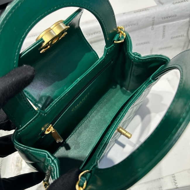 Chanel 23k Vintage Kelly Original Leather Top Handle Bag AS4416 dark green