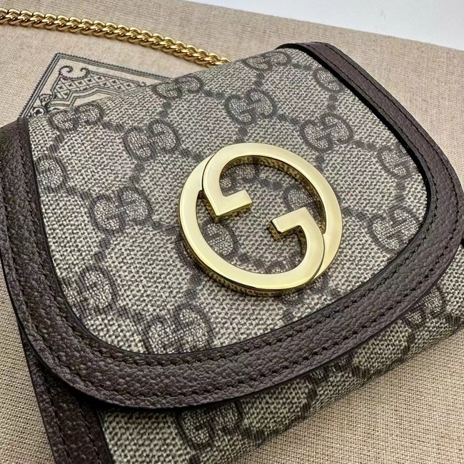 Gucci Blondie card case wallet GG Supreme canvas 725219 brown