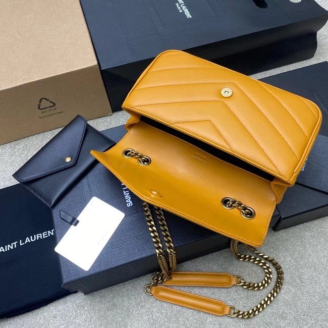 SAINT LAURENT LOULOU SMALL IN MATELASSE LAMBSKIN 801437 SUNFLOWER