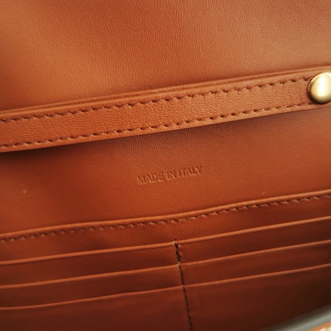 Celine WALLET ON CHAIN MARGO IN SHINY CALFSKIN 10J733 TAN