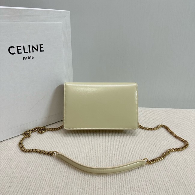 Celine WALLET ON CHAIN MARGO IN SHINY CALFSKIN 10L033 LIGHT YELLOW