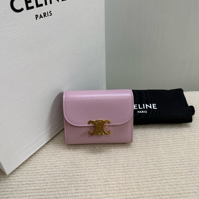 Celine SMALL FLAP WALLET TRIOMPHE IN SHINY CALFSKIN 10D783 Purple