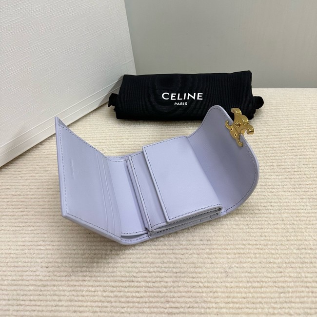 Celine SMALL FLAP WALLET TRIOMPHE IN SHINY CALFSKIN 10D783 light Purple