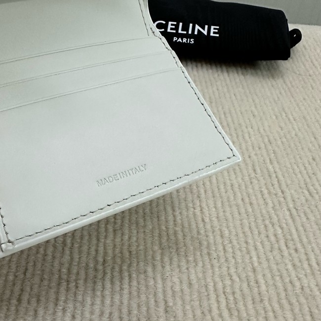 Celine SMALL FLAP WALLET TRIOMPHE IN SHINY CALFSKIN 10D783 white